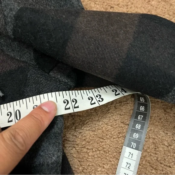 NWT Something Navy Charcoal Combo Plaid Fringe Shacket Size XL Women